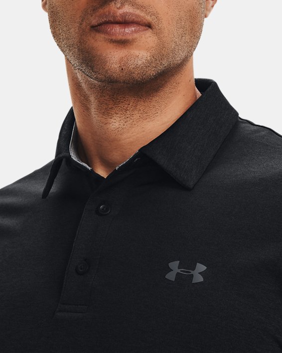 Men's UA Playoff Heather Polo in Black image number 3